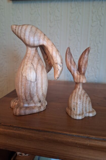 Hare and Leveret - pair - 4 inches tall