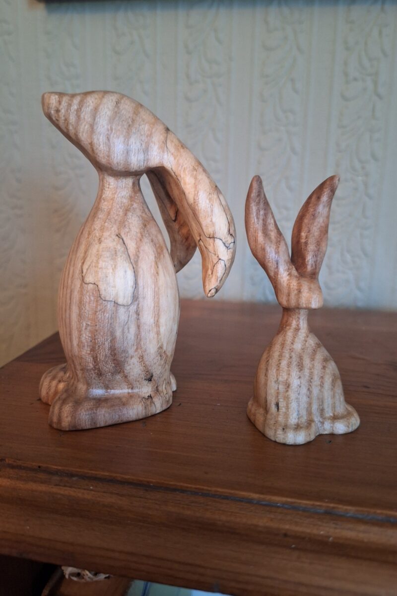 Hare and Leveret - pair - 4 inches tall